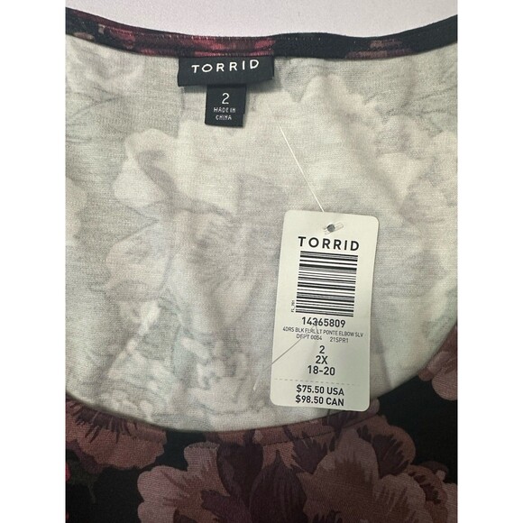 Torrid Size 2 (18-20) Floral Maxi Dress Short Sleeve Babydoll Boho Maxi NWT - Picture 4 of 6